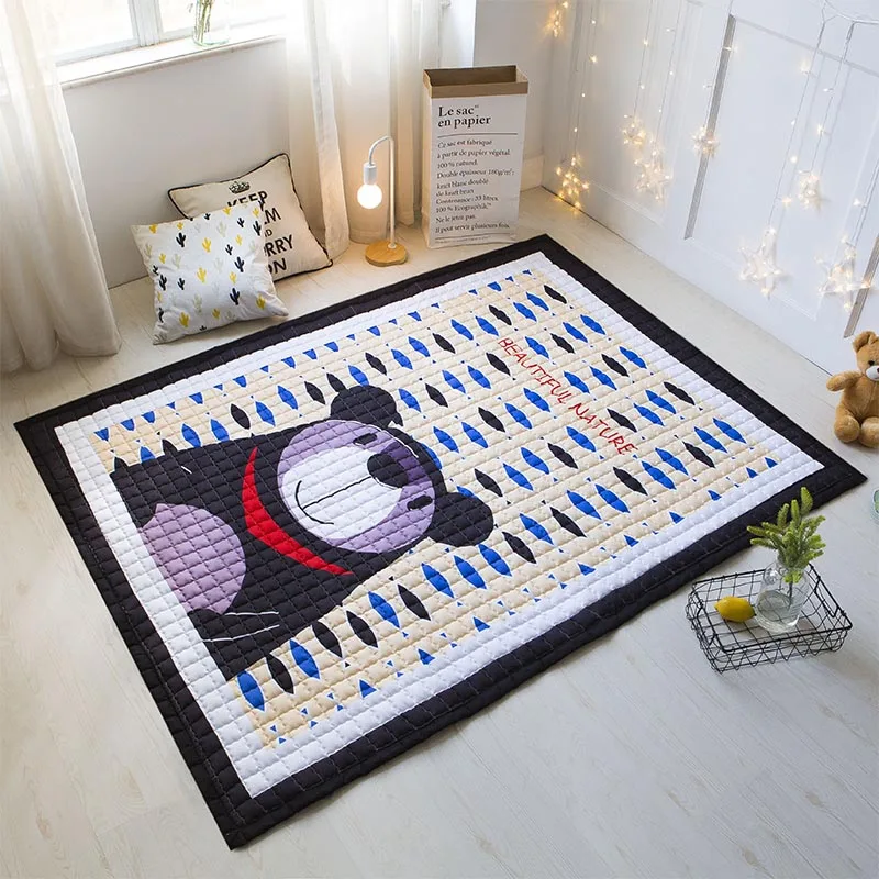 Яркий 145X195 см игровой коврик мультфильм 2,5 см утолщение животных Детская мозаика новорожденных ползание младенца одеяло хлопок Круглый Пол коврик, мат - Цвет: Яркий