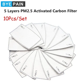 

10Pcs/Lot Mask Filter 5 Layers PM2.5 Activated Carbon Filter Insert Protective Filter Media Insert for mouth Mask dust mask