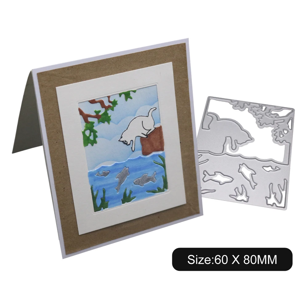 

Kitten and Small Fish Cutting Die Metal Stencil For Card Making Decorative Paper Christma Cutting Mold Happy Birthday Die New 19