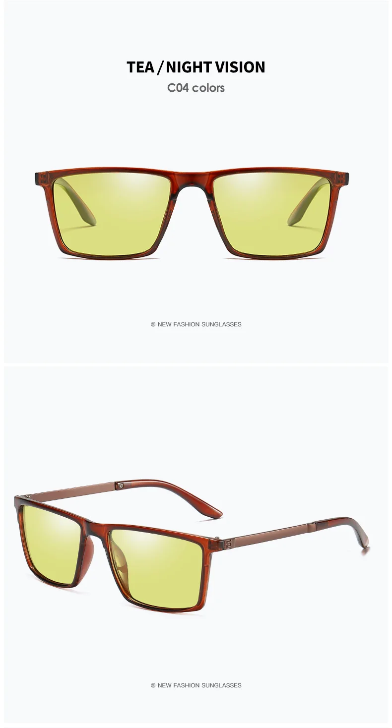 VCKA брендовые обесцвечивающиеся поляризованные линзы солнцезащитные очки мужские винтажные Квадратные Солнцезащитные очки ночного видения мужские защитные очки для вождения