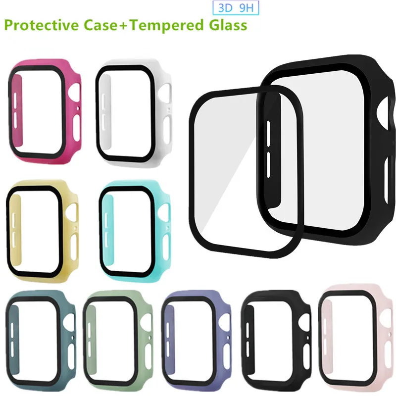 

Case All-round Full Cover+Tempered Film Glass Screen Protector For Apple Watch 38mm 40mm 42mm 44mm For iWatch Series 5 4 3 2 1
