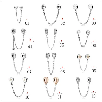 

100% 925 Sterling Silver 12 Fashionable And Exquisite Safety Chains Fit Pandora Women Bracelet & Necklace Diy Jewelry