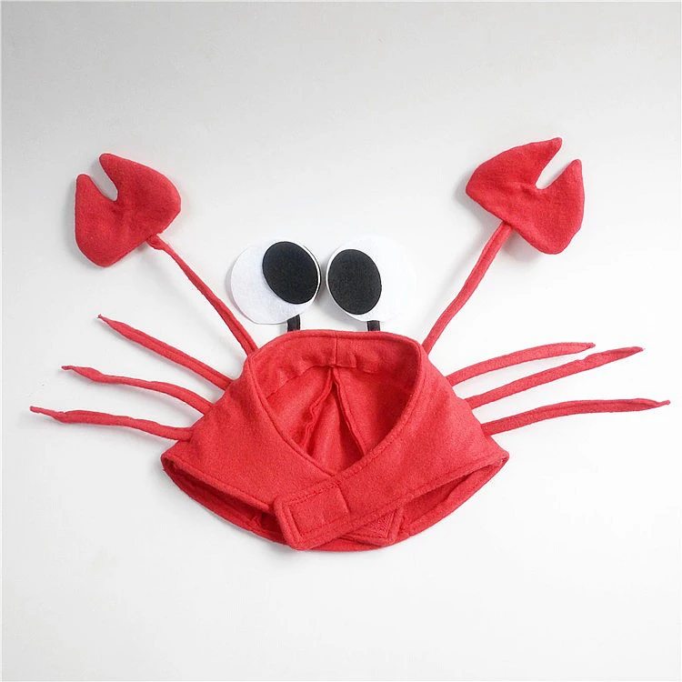 Christmas Halloween Hat Hot Crab Lobster Funny Red Hat Warm Soft Adult Unisex Cap Big Eyes Sea Animals Holiday Gifts TOYOOSKY
