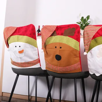 

Christmas Chair Cover Party Festive Christmas Decorations Removable Printed Slipcovers For home Xmas New Year Santa Claus Deer