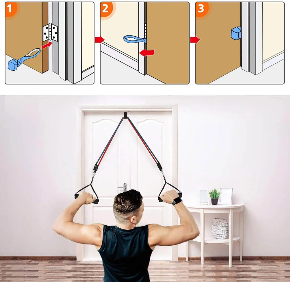 Набор эластичных лент для упражнений комплект с 5 трубками и резиновыми петлями