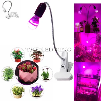 

3:1 LED Grow Light bulb Lamp + 360 Degrees Flexible Lamp Holder Clip LED Plant Growth Light for Indoor or Desktop Plants Flower