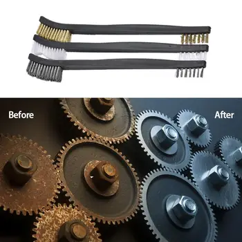

3 - Piece Mini Wire Brush Set Steel Brass Nylon Clean Polished Metal Rust - Proof Tool 3 Pieces Mini Wire Brush / Set / Steel Br
