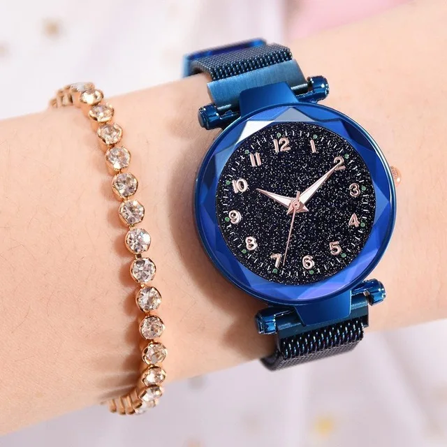 Новые светящиеся звездное небо женские часы модные элегантные магнитные пряжки розовые, золотые, женские часы роскошные женские часы Reloj Mujer