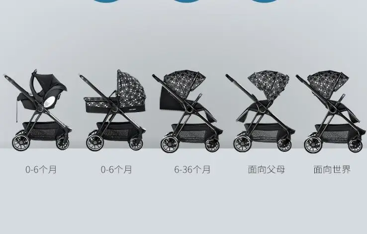 luxurious 3 in 1 baby stroller aluminium alloy baby pram leather two-way shock baby trolley with gifts