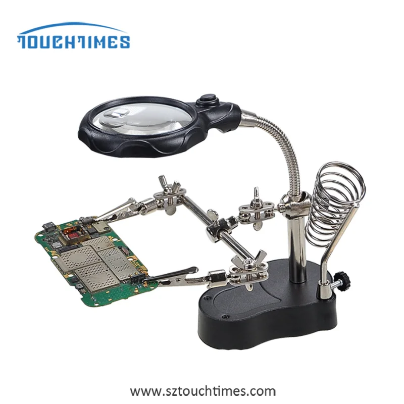 1PCS 3.5x 12x MG16129-C LED Clamp Soldering Iron Stand Helping Hands Magnifying Glass Magnifier (3)