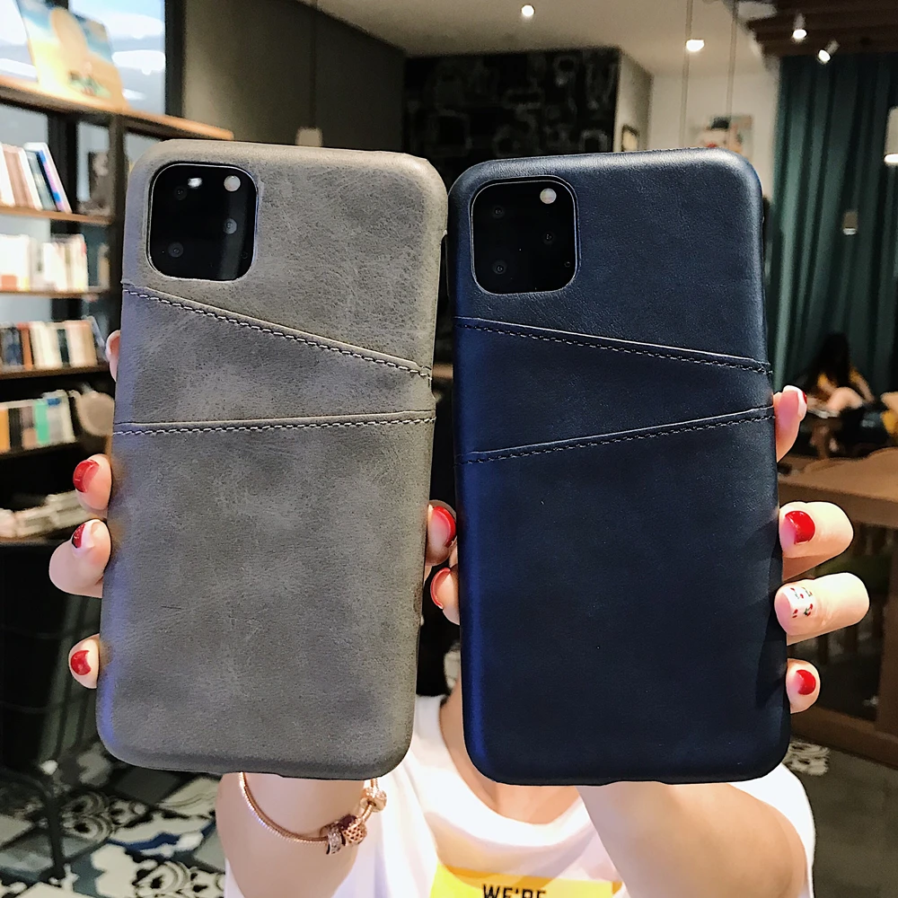 

For iPhone 11 Pro Max Case Credit Card Vintage PU Leather Wallet Case for iPhone X XS Max XR 7 8 6 6S Plus Coque Hard Back Cover
