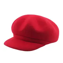 SANWOOD Модный женский Одноцветный шерстяной берет восьмиугольная плоская остроконечная Кепка для женщин и девушек зимняя теплая шапка