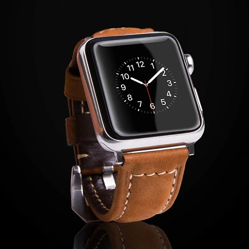 Ремешок кожаный в стиле ретро для Apple Watch band 44 мм/40 мм iWatch 42 38 браслет series 5 4 3 2 40