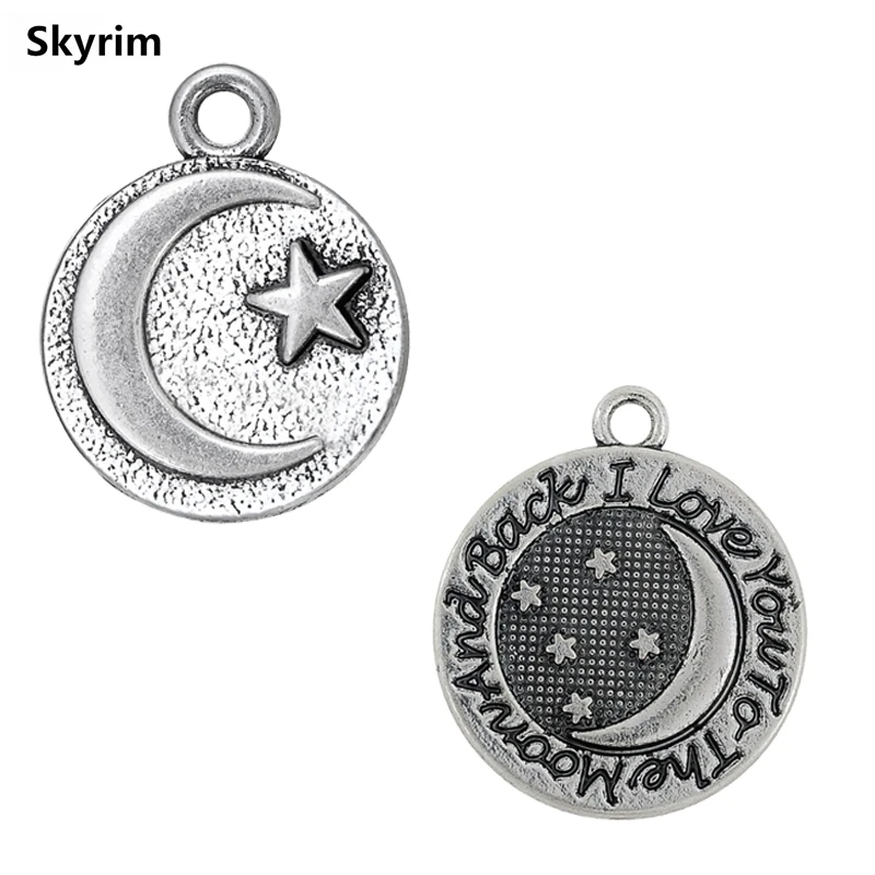 Skyrim Word I Love You To The Moon And Back Message Подвески с гравировкой звезд и луны круглые подвески