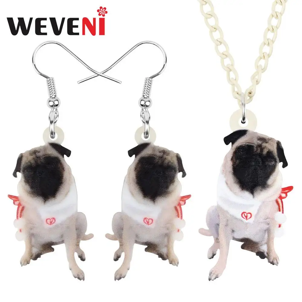 Акриловый Рождественский костюм WEVENI набор украшений в виде мопса собаки серьги