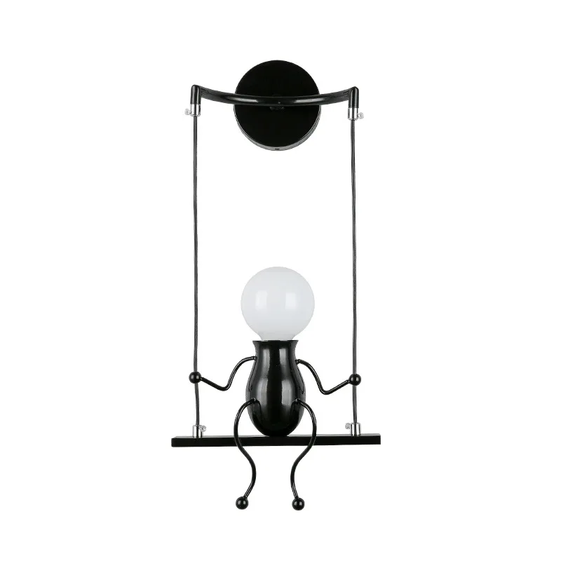 E27 Creative Iron Robot Shape Small Man Cartoon Doll Wall Mounted Lamp Sconce Lamp For Kids/Child Bedroom Corridor Living Room 5