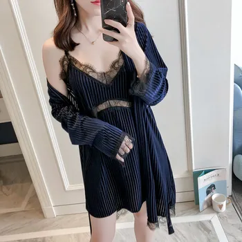 

Kimono Bathrobe Gown For Women Autumn Winter Velour Sexy Intimate Lingerie Solid Colour Sleepwear Home Dressing Gown