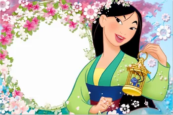 

7x5FT Beautiful Floral Flowers Green Leaves Frame Mulan Custom Photo Backdrop Background Vinyl 220cm X 150cm