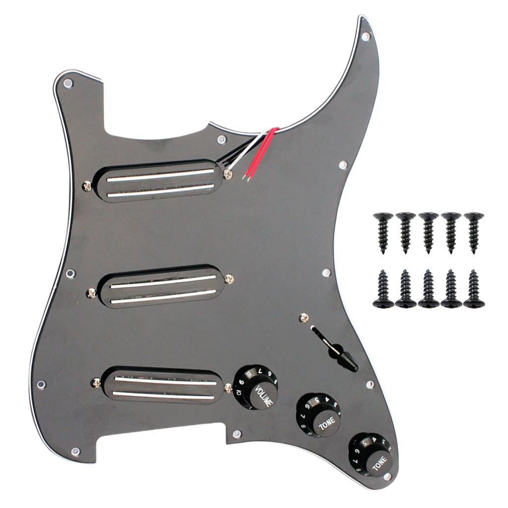 Electric Guitar Loaded Prewired Pickguard 3 Ply 11 Hole for Fender Stratocaster Guitar Parts Black
