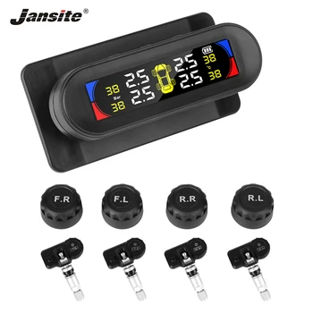 

JMCQ Car TPMS Wireless Tire Pressure Temperature Alarm Monitoring Color Screen System Solar Power Charge tpms Waterproof Sensors