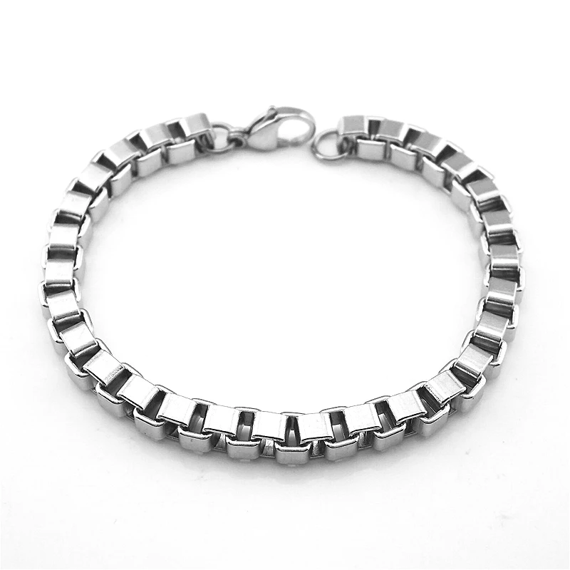 

Casual Box Chain Bracelets for Men Never Fade Stainless Steel Link Hip Hop Charm Jewelry Tredy Bracelet Male Pulseira