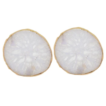 

2 Pieces 60-80mm Trimmed Irregular Agate Slice Quartz Crystal Polished Stone Home Decors Ornament Coaster