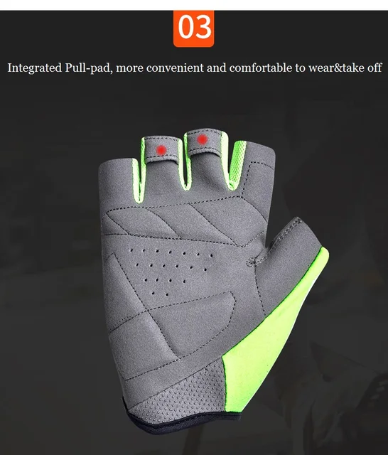 Boodun耐衝撃発光サイクリングハーフフィンガーグローブ光反射