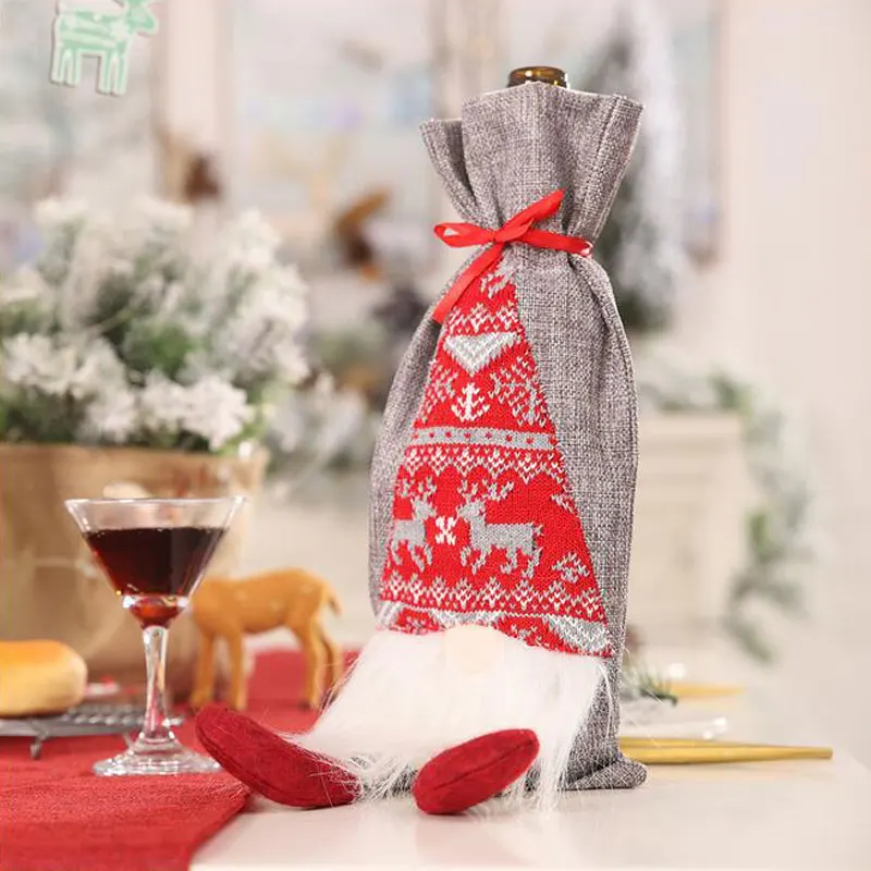 Рождественская Крышка для бутылки вина, Рождественское украшение для дома, новогодняя тканевая Крышка для бутылки, подарок 35x15,5 см