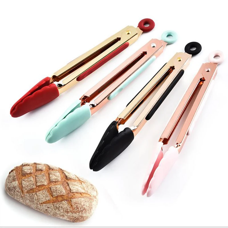 

1Pcs Food Clip Tool Stainless Steel Handle Silicone Plum Head Silicone Kitchen Clip Multi-function Barbecue Clip Food Clamp
