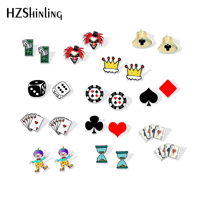 Новинка, забавные акриловые сережки в виде игральных костей, клоуна, полимерные сережки, сережки из эпоксидной смолы