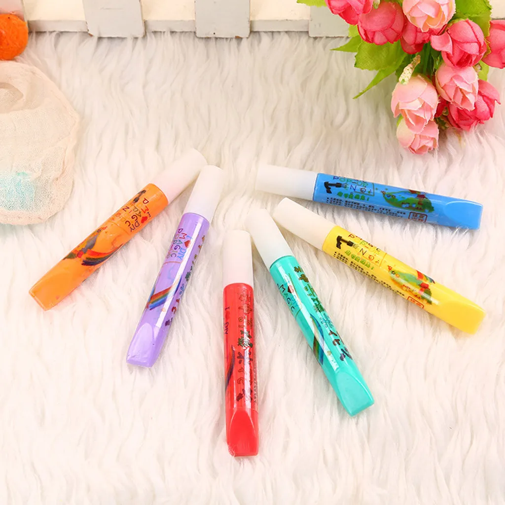 6pcs / set Magic Popcorn Pen for Kids DIY Drawing Multi Function Bubble Art Marker Pen Magic Colour Drawing Pen Decoration