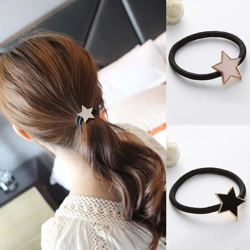 

1PC/2PCS White Wedding Girls Graceful Hair Rope Adjustable Gifts Unique Elastic Seaside Simple Metal Star Hair Accessories Black