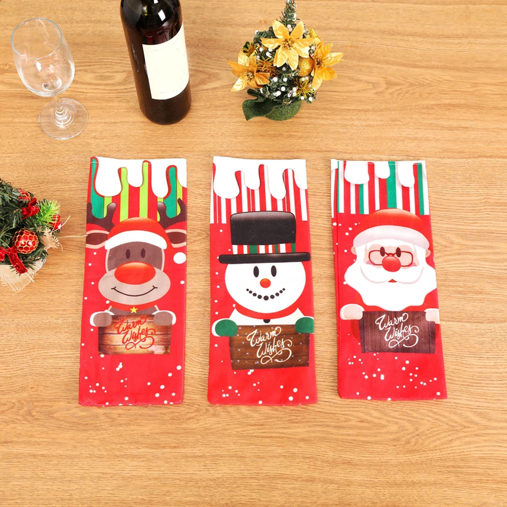 3/6pcs Red Wine Bottle Cover Bags Decoration Home Party Santa Claus Snowman Christmas Packaging Christmas Merry Christmas Decor