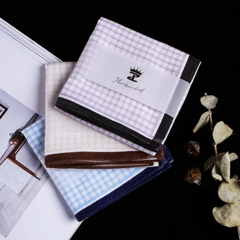 

1PC 3 Handkerchiefs Colors Men Square Plaid 100% Cotton Sweat Men's Classic Lattice Pattern Vintage Pocket Hanky Hand Towel