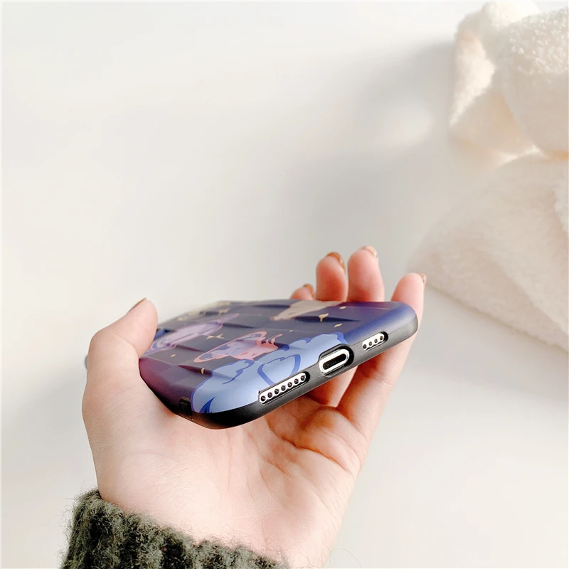 Фиолетовый чехол для телефона с рисунком звездного неба в полоску для Iphone 11 Pro Max X Xr Xs Max, мягкий чехол для Iphone 7 8 Plus, задняя крышка