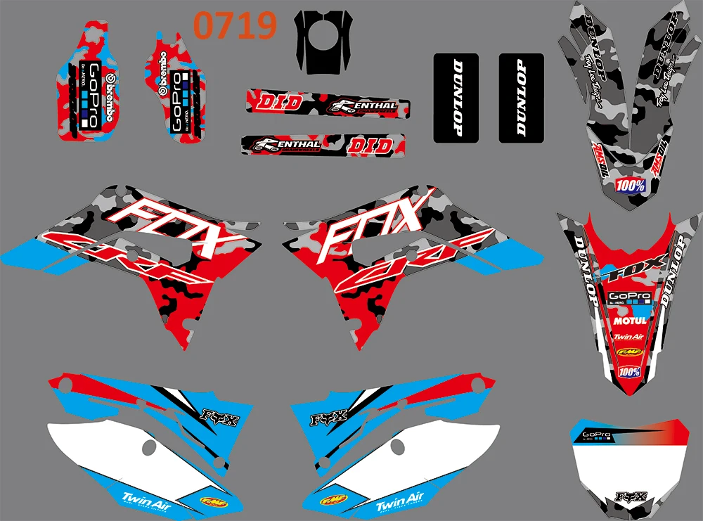 

3M 3 STYLES TEAM GRAPHICS BACKGROUNDS DECALS STICKERS FOR HONDA CRF250R 2018 2019 & CRF450R 2017 2018 2019