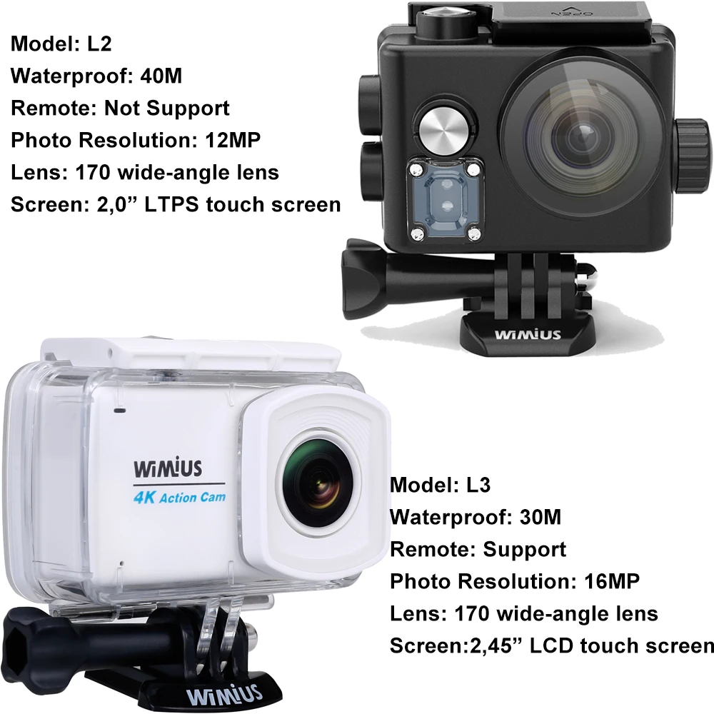 WIMIUS 4K Ultra HD экшн - WiFi 170D уличная спортивная камера Экшн- 40 м водонепроницаемая видео запись камеры для шлемов видеокамера underwater camera видеокаме... WIMIUS 4K Ultra HD экшн - WiFi 170D уличная спортивная камера Экшн- 40 м водонепроницаемая видео запись камеры для шлемов видеокамера underwater camera видеокаме...