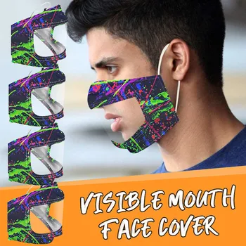 

4PC New fashion adult unisex Smile Communicator Face Mask with Clear Vinyl Visible Expression Lip Reading Comfortable dust cover