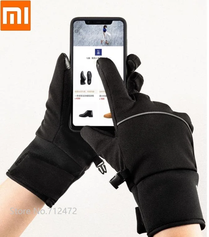 Xiaomi qimian уличные утолщенные бархатные теплые перчатки для сенсорного экрана мужские и женские водонепроницаемые перчатки для вождения