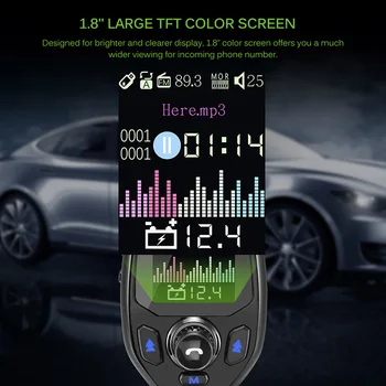 

Bluetooth 5.0 5V3.1A FM Transmitter Bluetooth Adapter Battery Voltage Double USB charger with Voice Prompts Modulator NEW