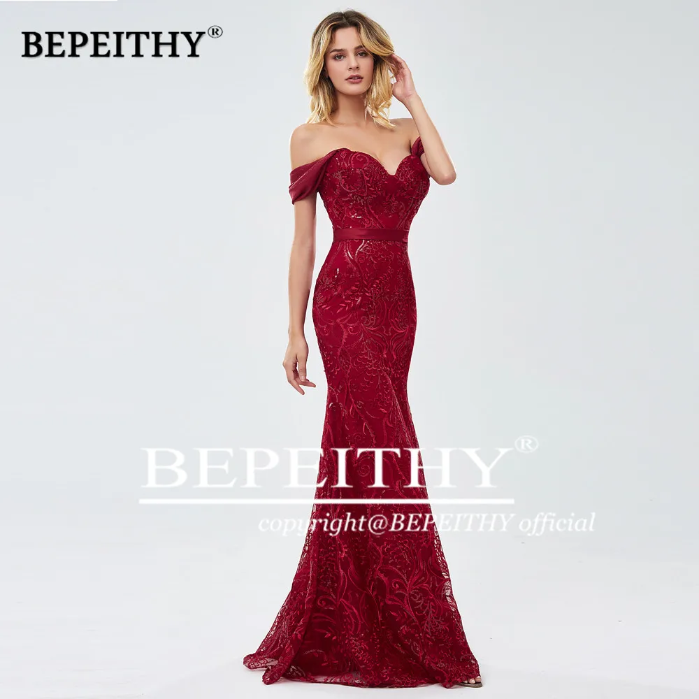 BEPEITHY Новое поступление красные длинные платья для выпускного вечера с русалочкой Vestidos de gala кружевные вечерние платья больших размеров