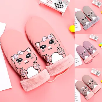 

ISHOWTIENDA Winter Skiing Gloves Women Children Warm Mittens Windbreak Waterproof Mittens Cat Neck Warming Gloves Gh6