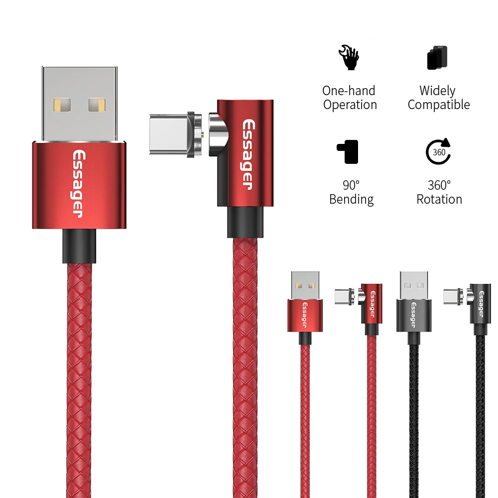 Магнитный кабель Essager mi cro usb type C адаптер зарядное устройство для iPhone 11 XS Xiaomi mi 9 Red mi кабель Быстрая зарядка Магнитный шнур для телефона