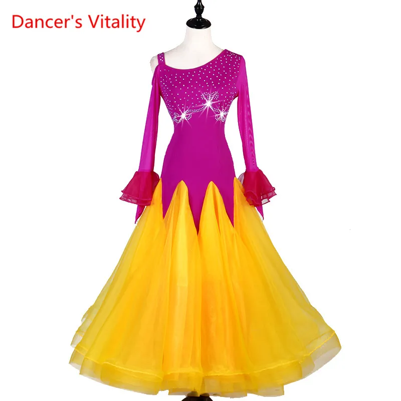 

Custom Made Standard Ball Gowns Women New long Sleeves Skirt Dancing Waltz Ballroom Competition Dance Dress Adult High Quality