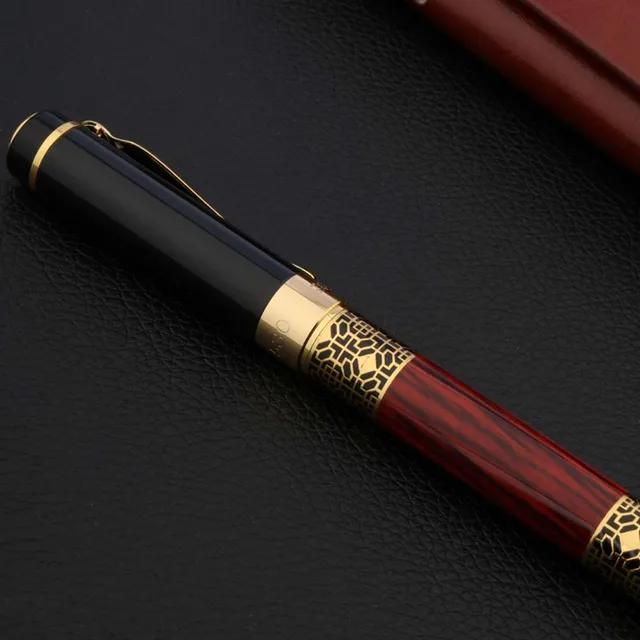 High Quality 530 Golden Carving Mahogany Luxury Business School Student Office Supplies Fountain Pen New Ink Pen 5