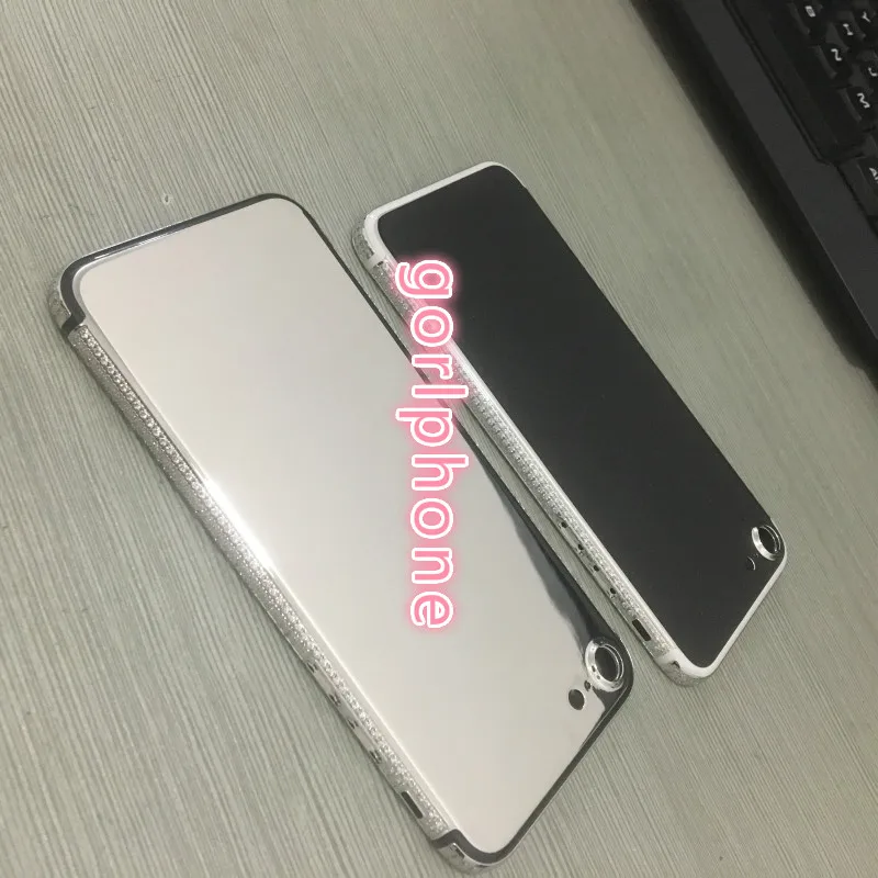 

for iphone 7 and for iphone7 plus real gold platinum plated original housing replacement back with diamond frame and crystal