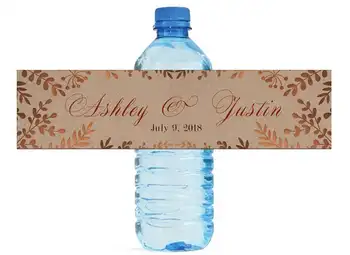 

100pcs Custom Rustic Wedding Water Bottle Sticker Vintage Chic Personalized Bottle Label Sticker for country wedding decoration