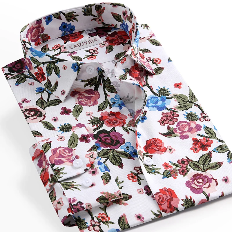 Long Sleeve Shirts Flowers Design Mens | Men Floral Long