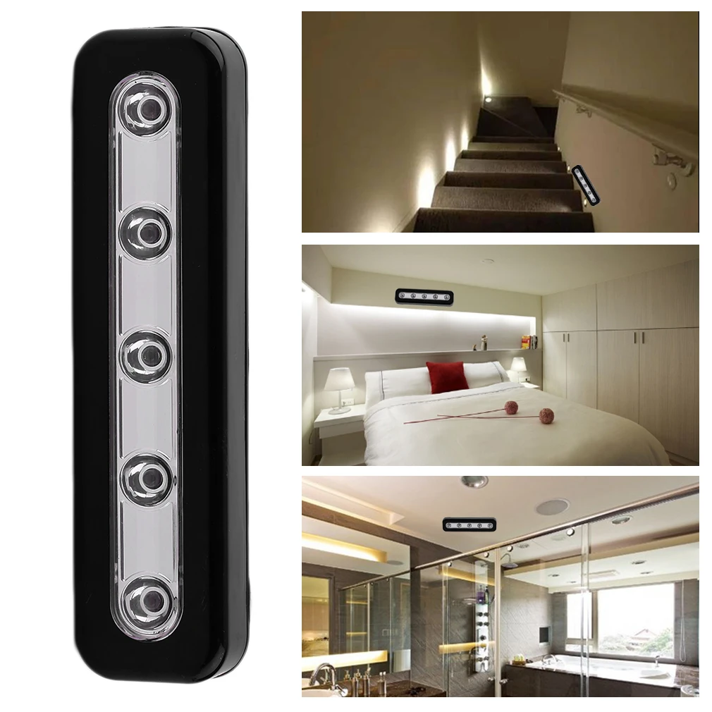 

2017 NEW Super Brightness Wireless Wall Light 5 LED Cabinet Closet Self-Stick Tap Light Home Night Emergency Touch Light Lamp