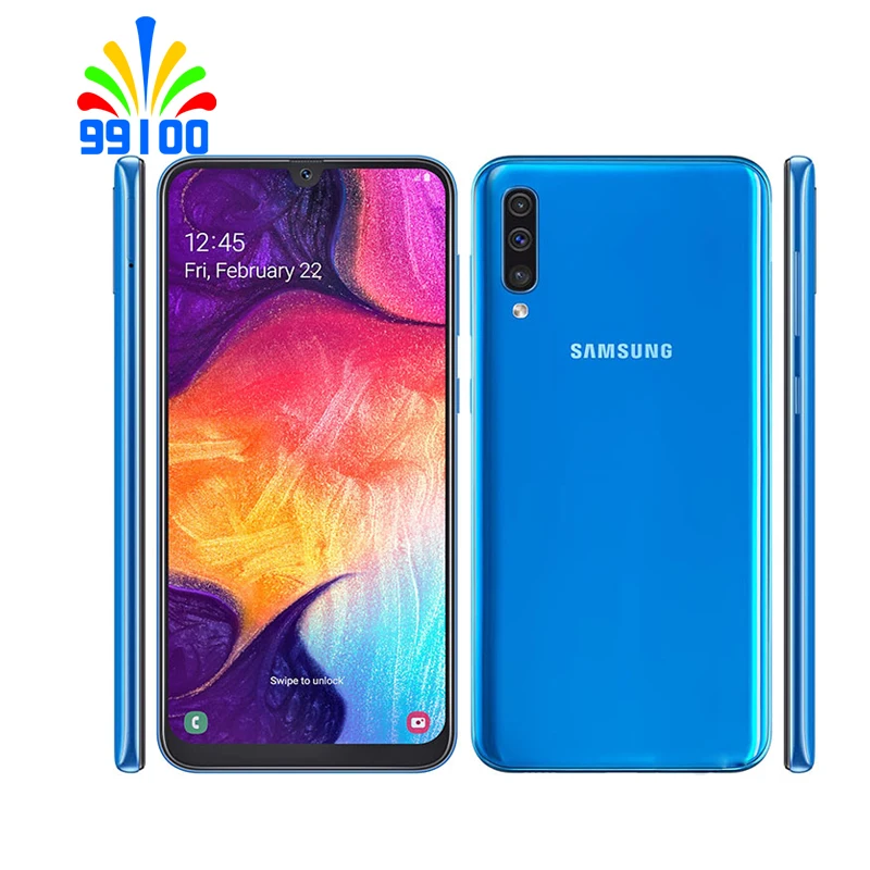 Восстановленный разблокированный сотовый телефон Samsung Galaxy A50 6 4 дюймов Гб + 64 ГБ